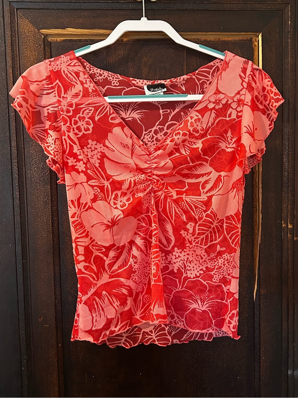 Rhapsody Coral Red Floral Two Piece Set!
